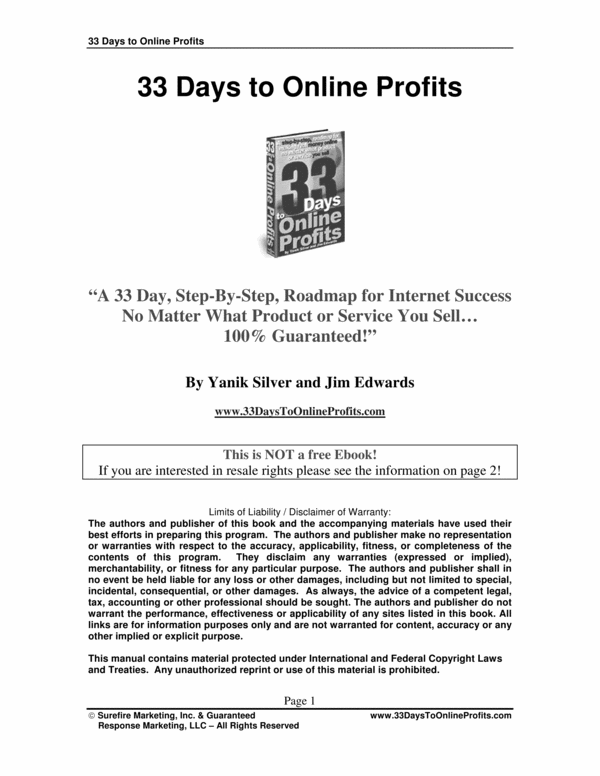 Product picture 33 days to online profits